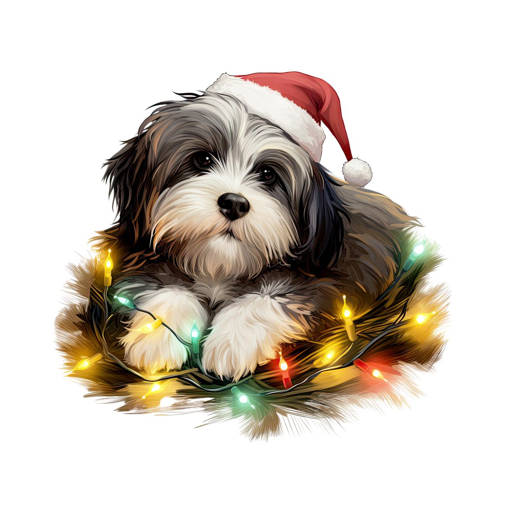 Christmas Lazy Havanese Fabric Panel