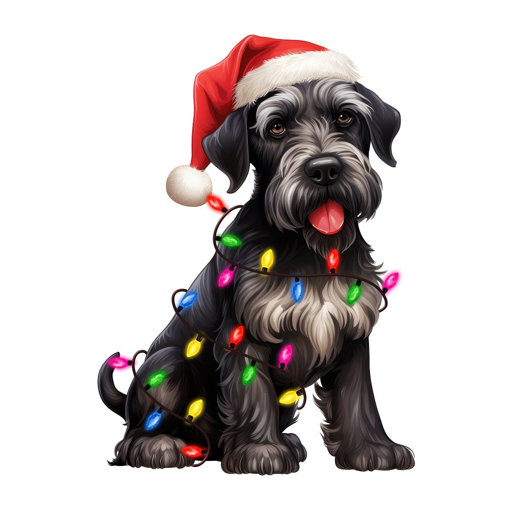 Christmas Lights & Giant Schnauzer Fabric Panel