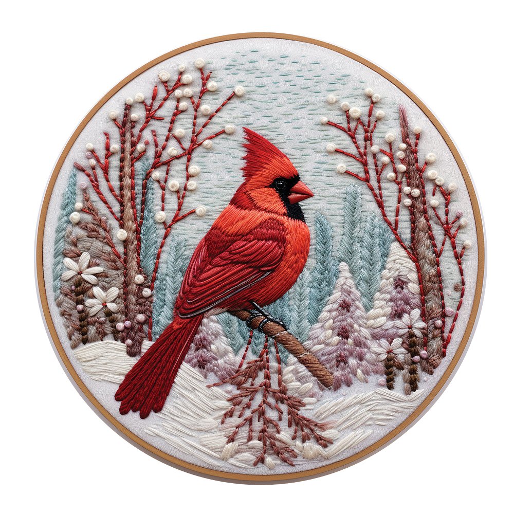 Christmas Ornaments Cardinal #1 Fabric Panel