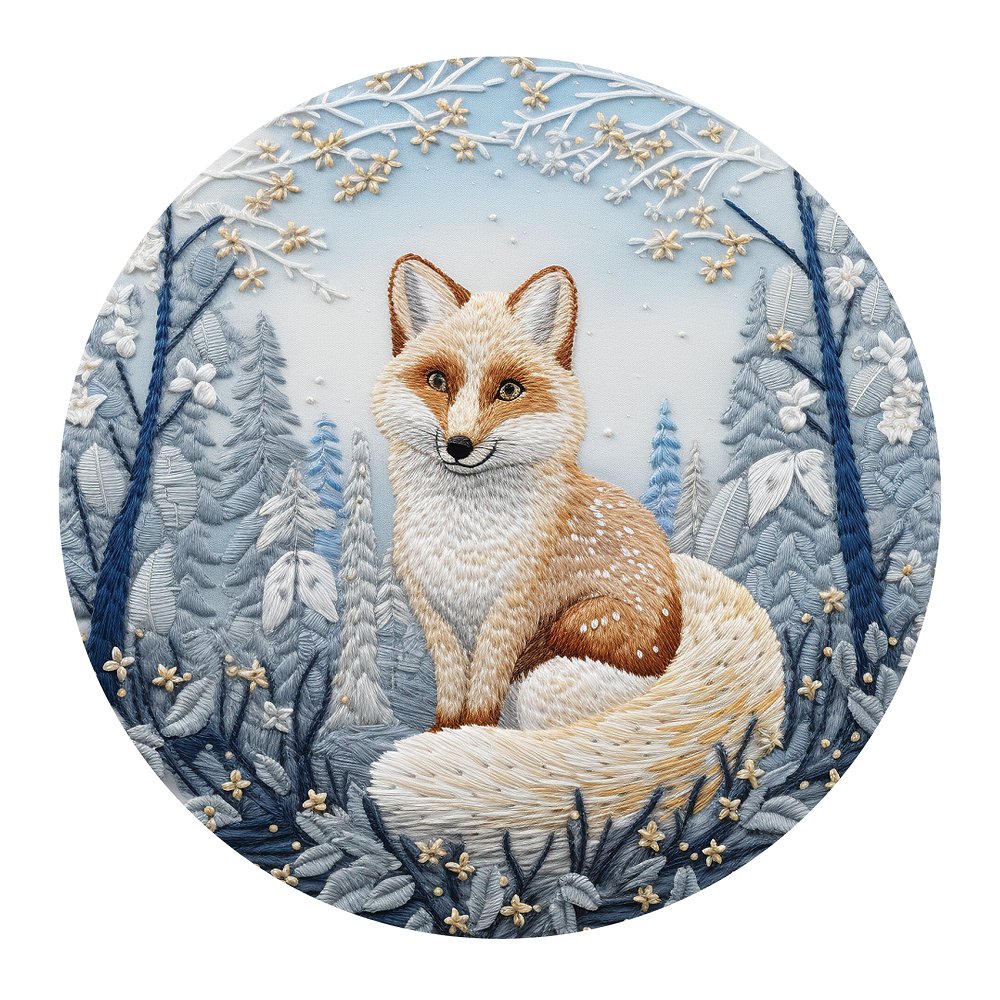 Christmas Ornaments Fox #7 Fabric Panel