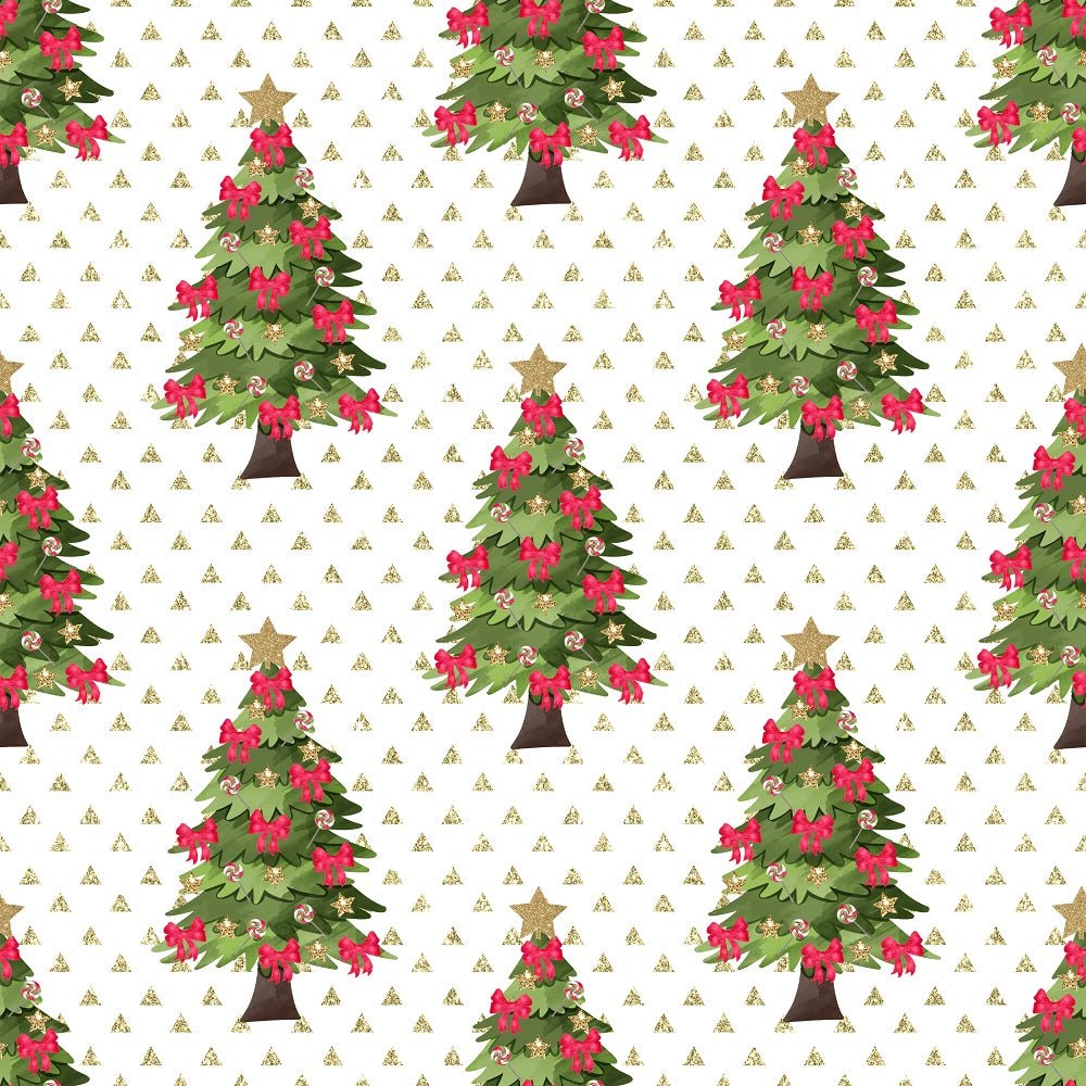 Christmas Trees & Triangles Fabric - Gold