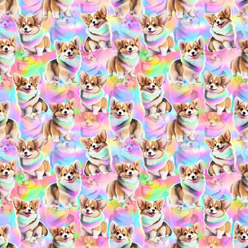 Colorful Corgi Fabric