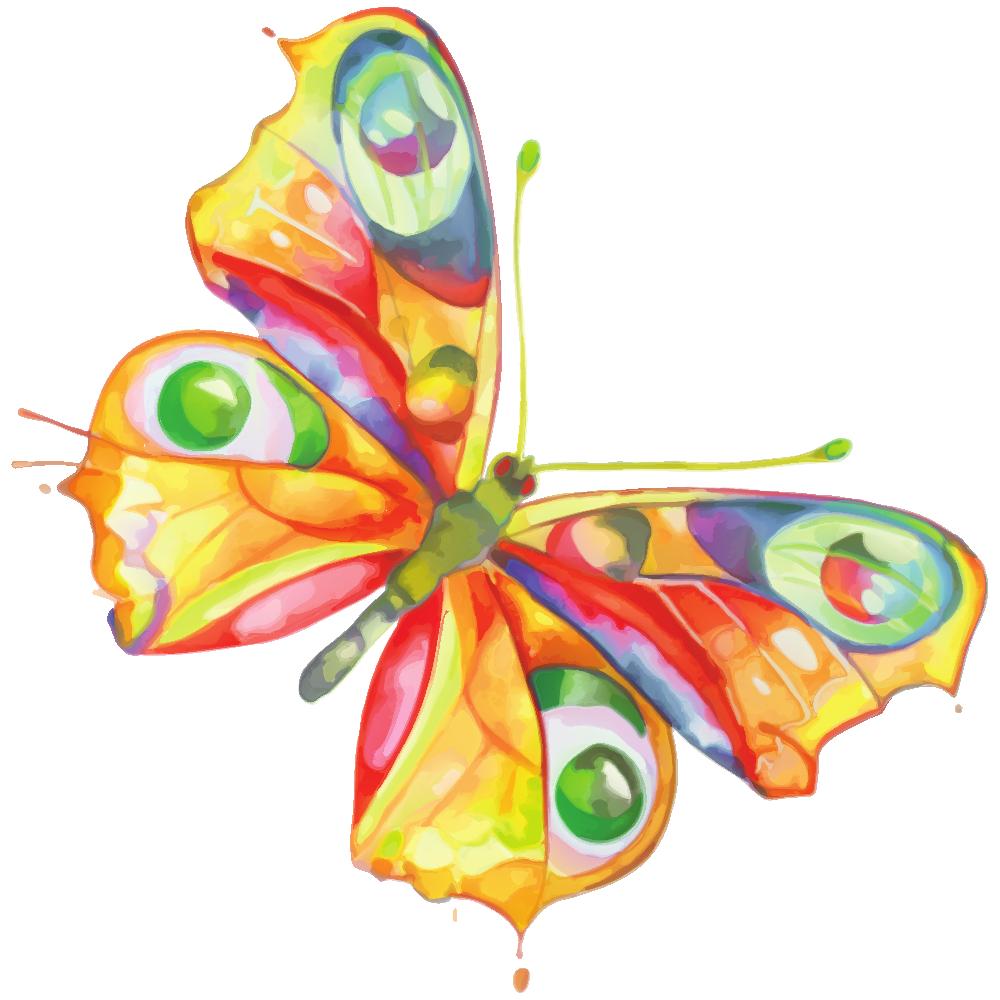 Colorful Watercolor Splash Butterfly #2 Fabric Panel