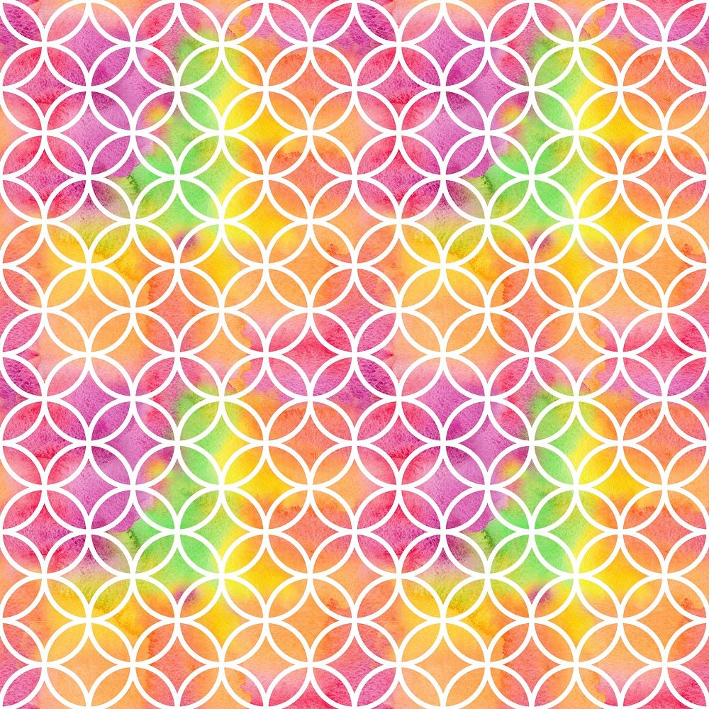 Connected Rings on Colorful Grunge Fabric