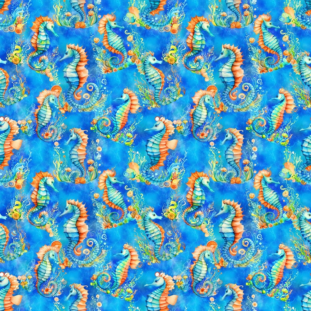 Vibrant Seahorse Fabric