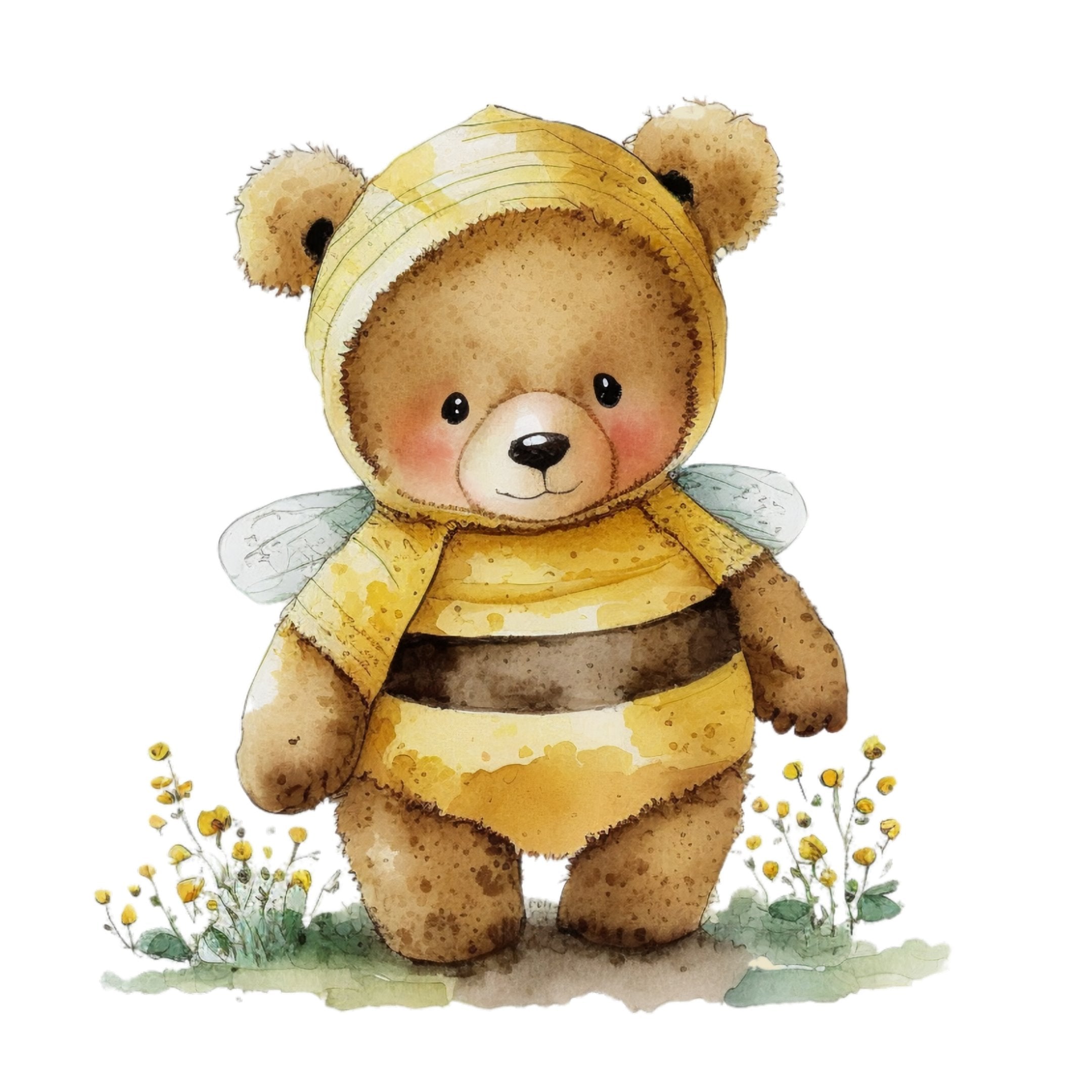 Vintage Bee Bear #1 Fabric Panel