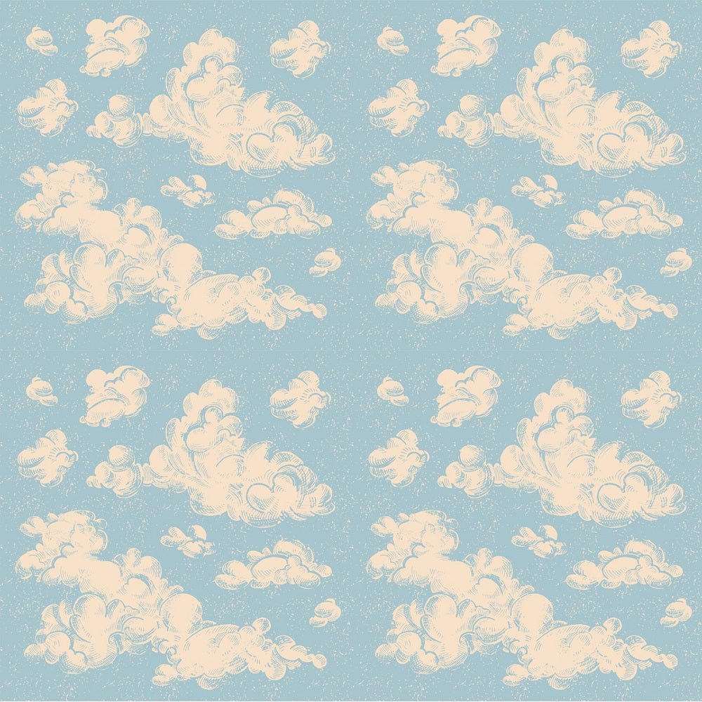 Vintage Clouds Fabric - Blue