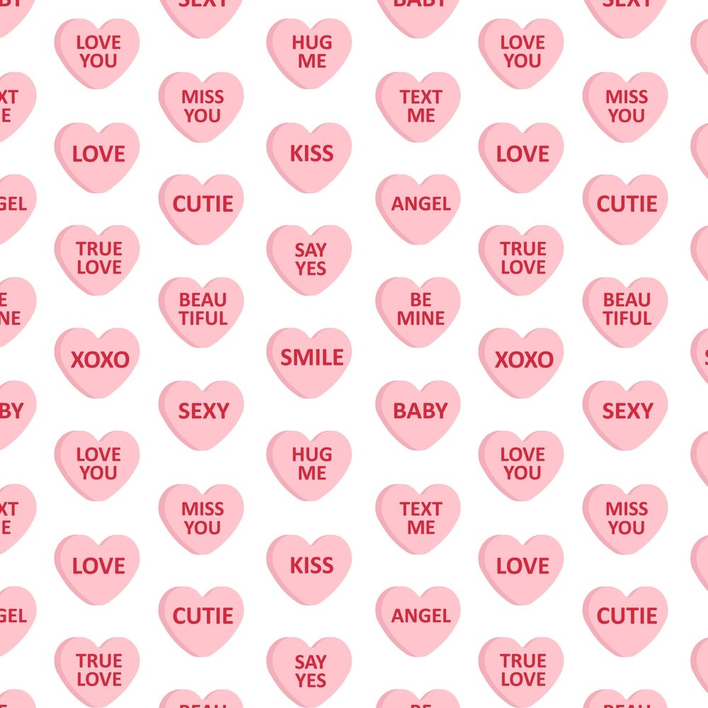 Candied Heart With Text Fabric