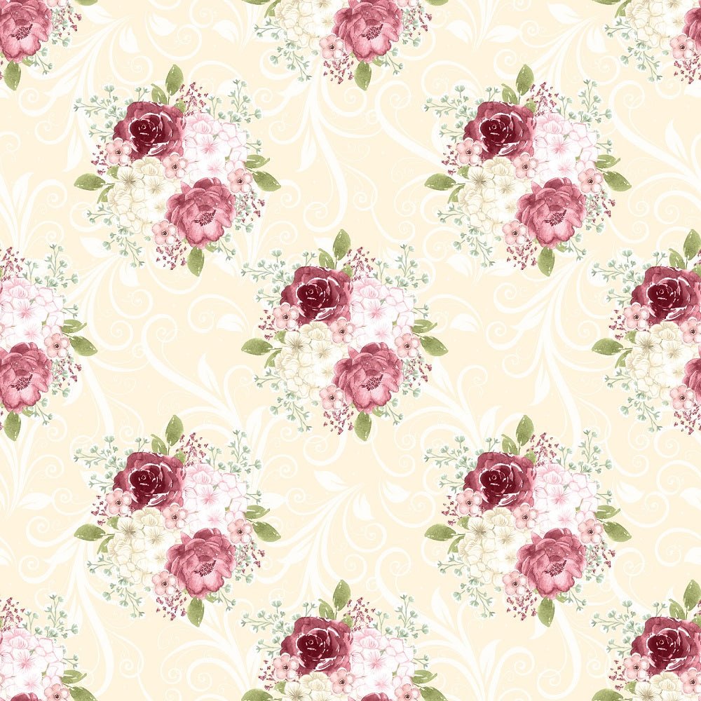 Canyon Rose on Leaves Fabric - Tan