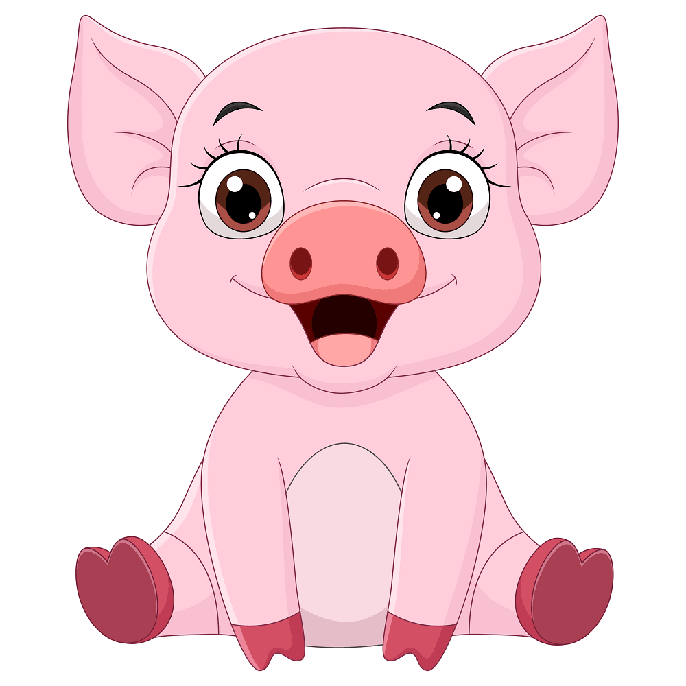 Cartoon Baby Pig Fabric Panel - Pink