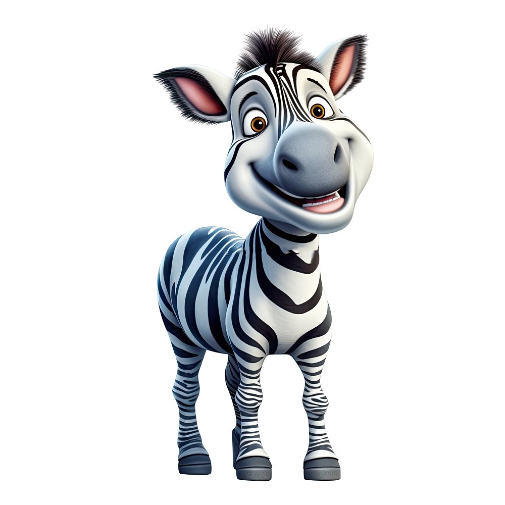 Cartoon Smiling Zebra Fabric Panel