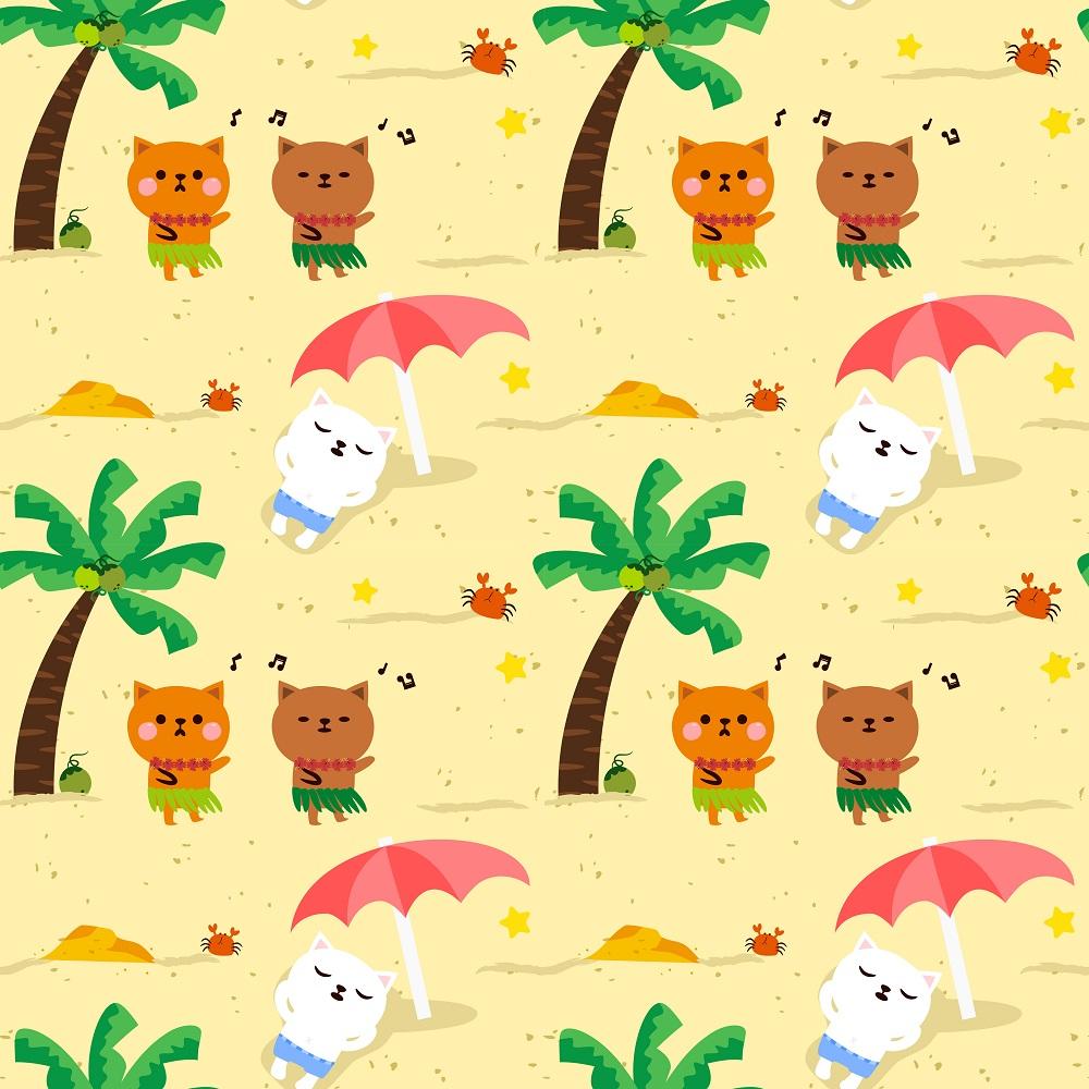 Cats On The Beach Fabric