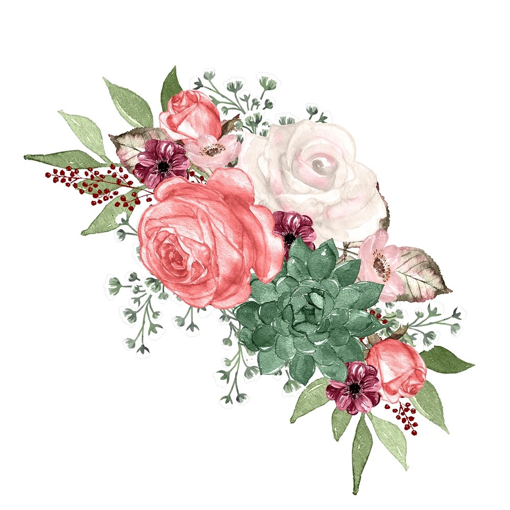 Champagne & Burgundy Wildflower Arrangement Fabric Panel Variation 5