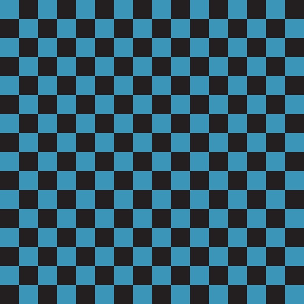 Checkered Basics Fabric - Cerulean Blue on Black