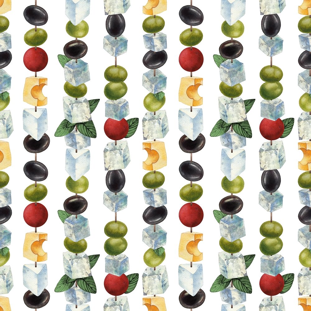 Cheese & Olive Hors D'oeuvre Fabric