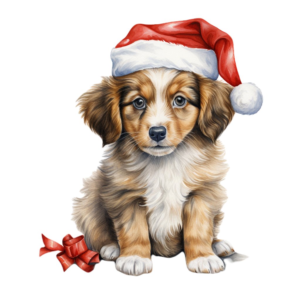 Christmas Animals Puppy #3 Fabric Panel