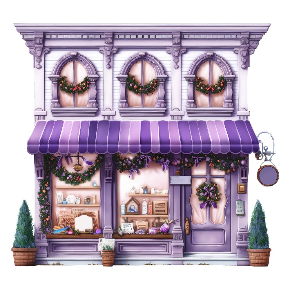 Christmas Art Gallery Storefront Fabric Panel - Purple
