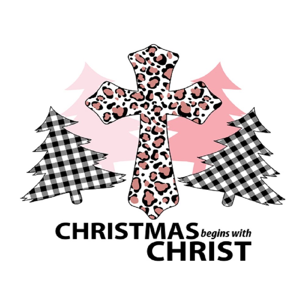 Christmas Begins With Christ Fabric Panel - White