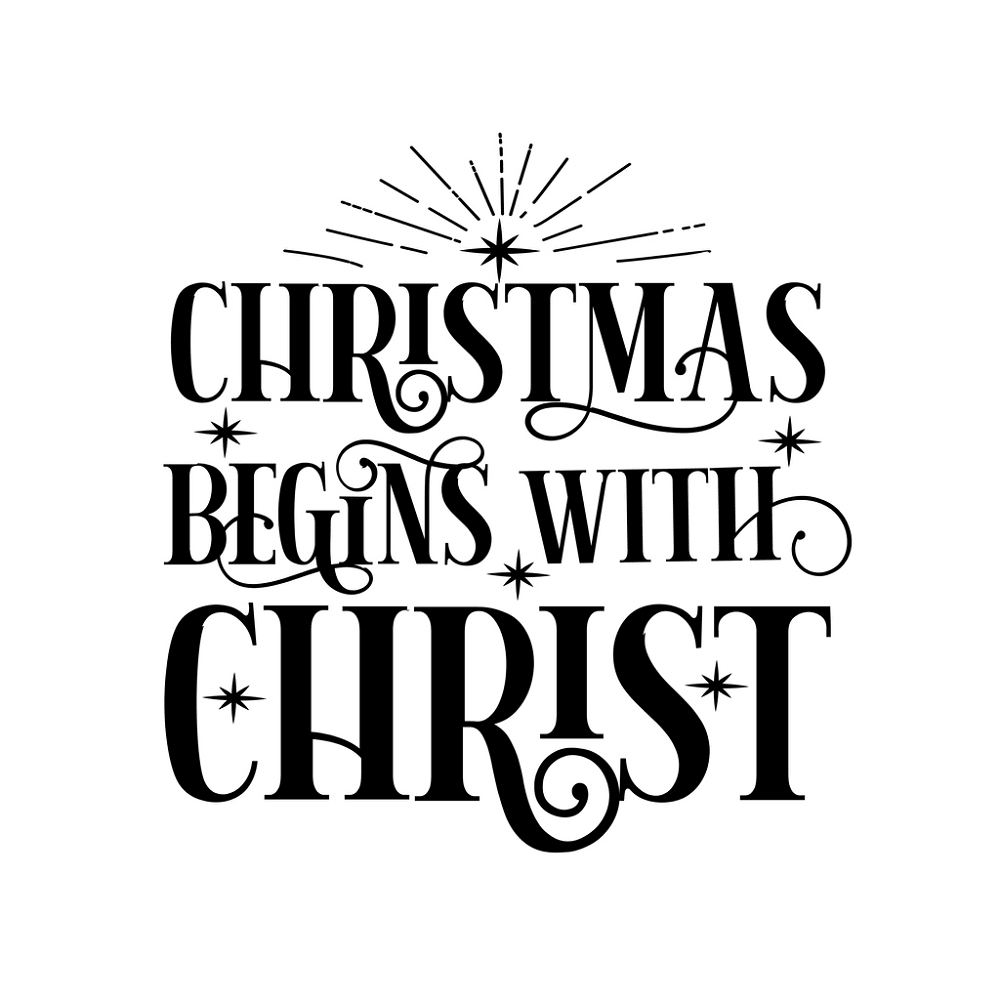 Christmas Begins With Christ Font Fabric Panel - White