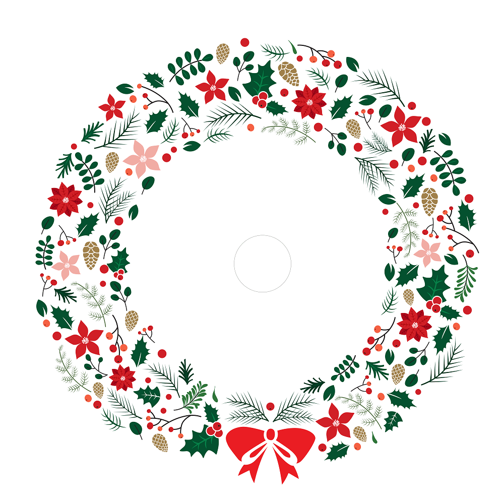 Christmas Berries & Flowers Tree Skirt Fabric Panel