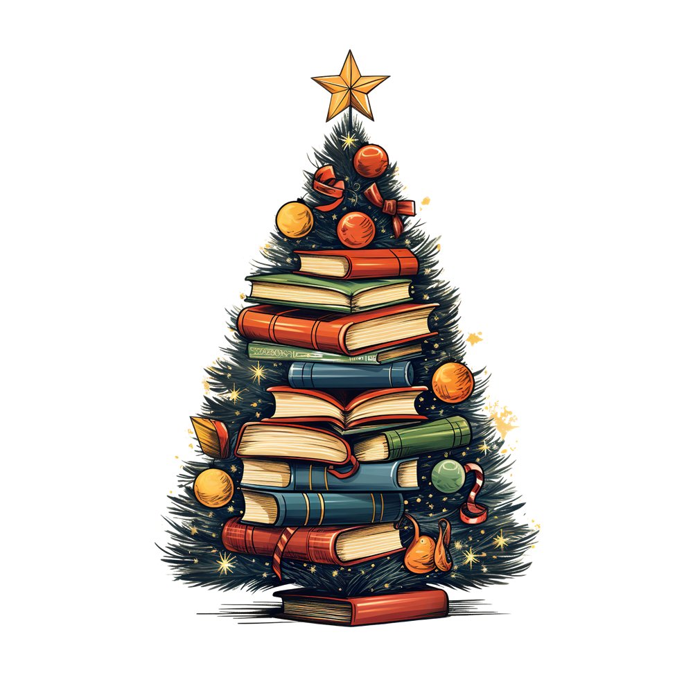 Christmas Book Tree #3 Fabric Panel