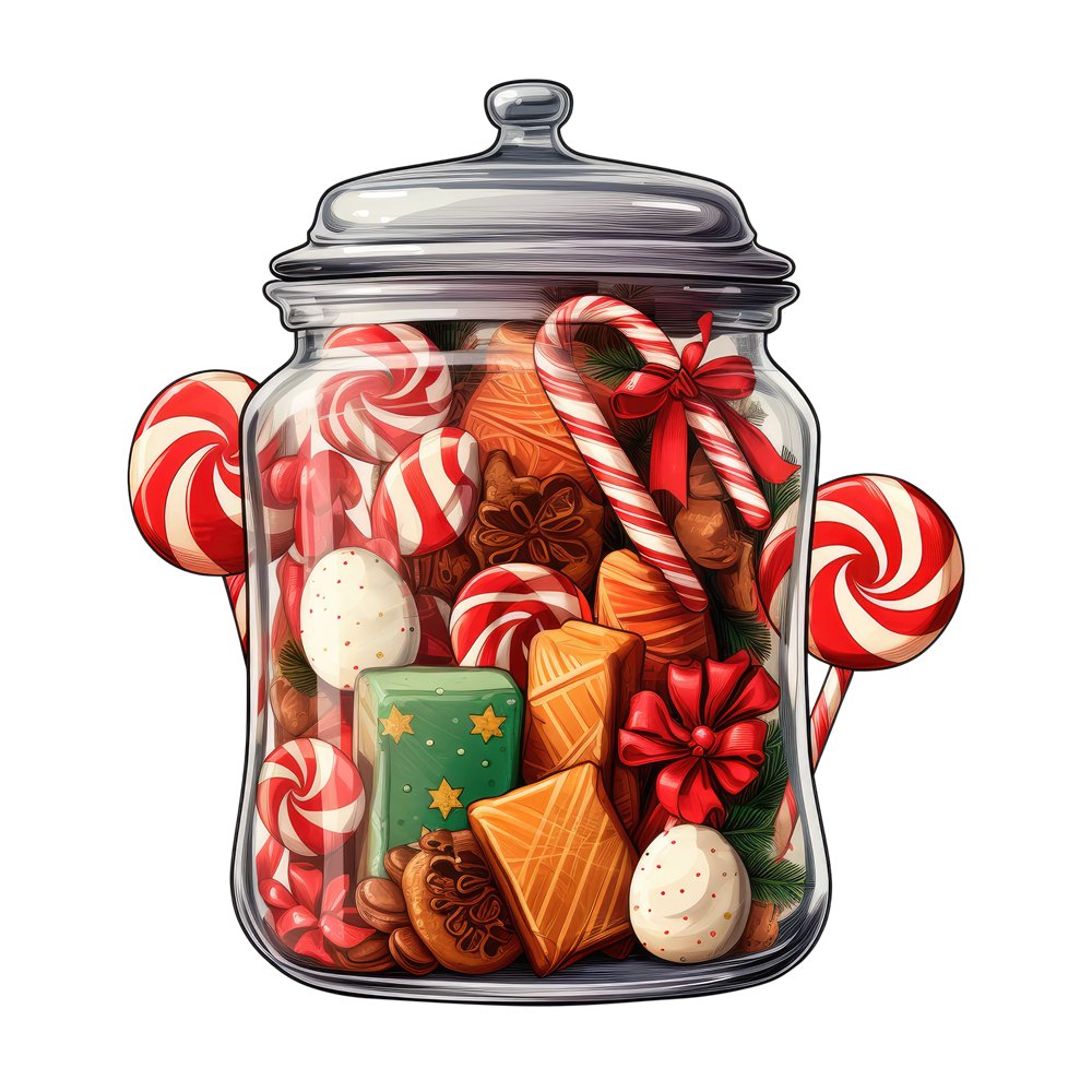 Christmas Candy Jar #10 Fabric Panel