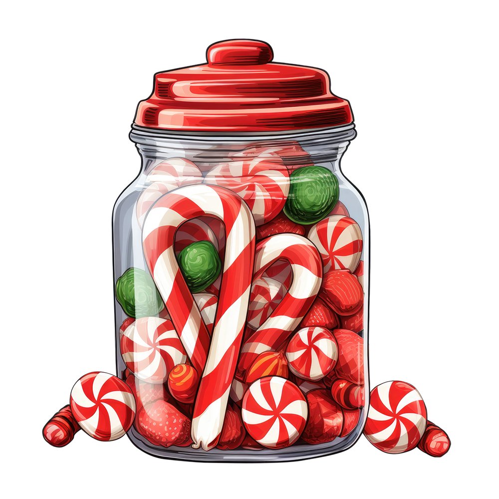 Christmas Candy Jar #2 Fabric Panel