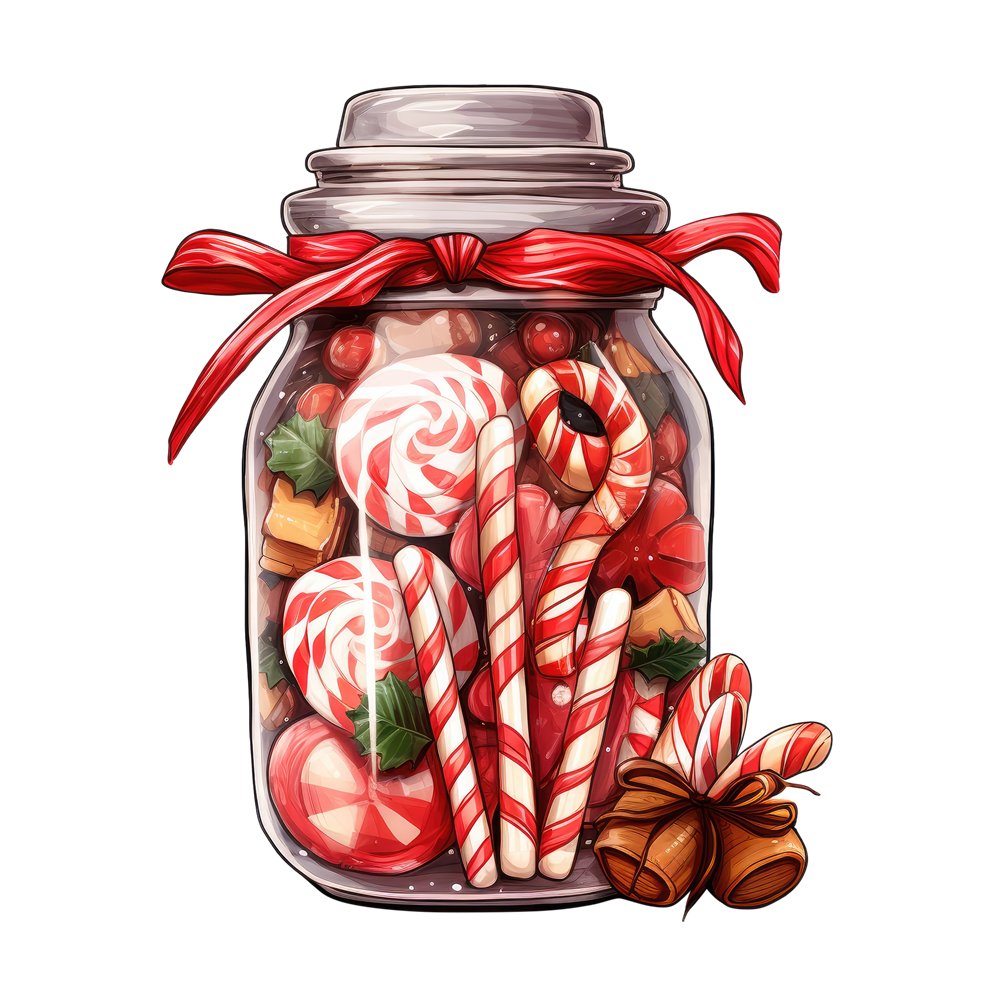 Christmas Candy Jar #5 Fabric Panel