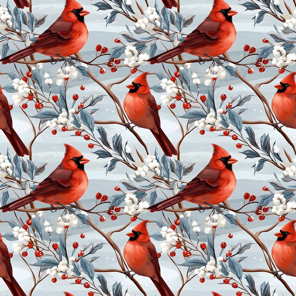 Christmas Cardinals Pattern #3 Fabric