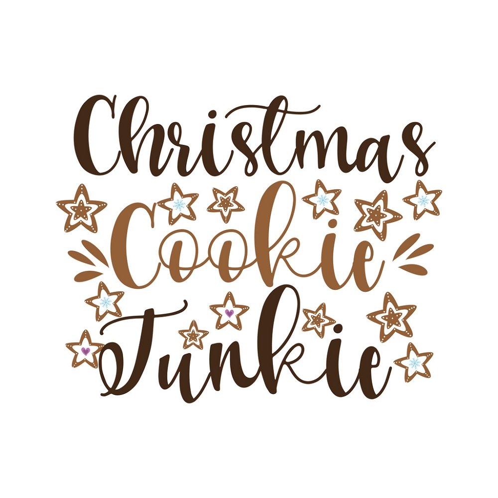 Christmas Cookies Junkie Fabric Panel - White