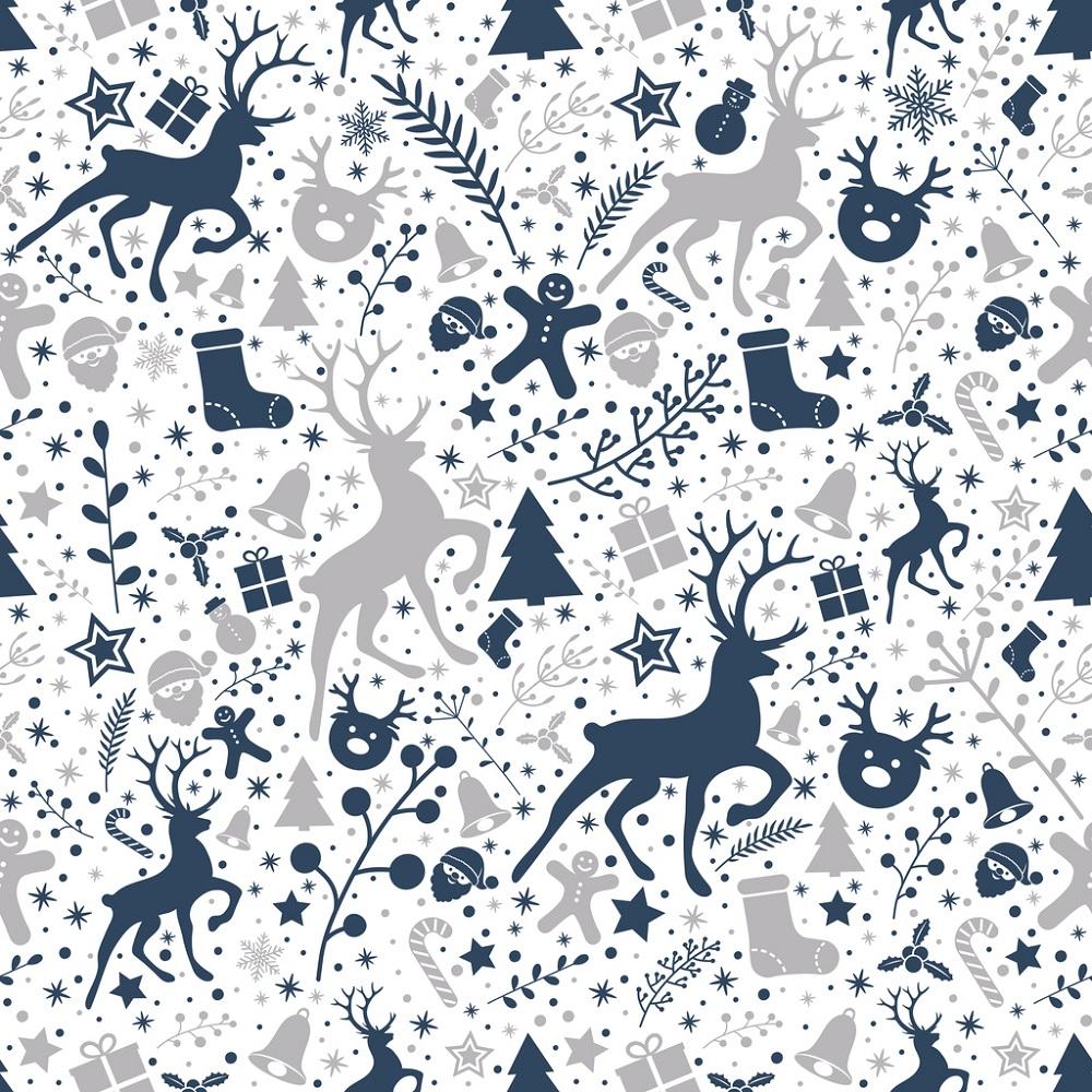 Christmas Decorations Fabric - Gray/navy