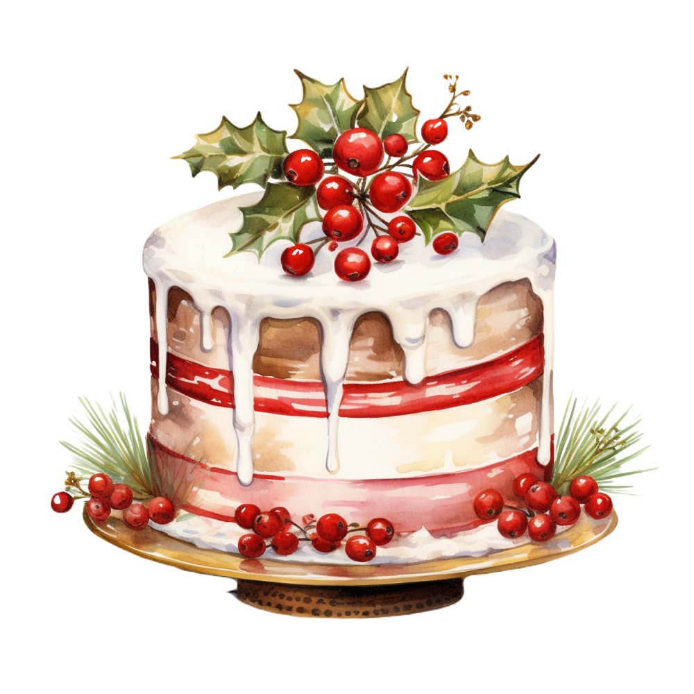 Christmas Desserts Cake #3 Fabric Panel