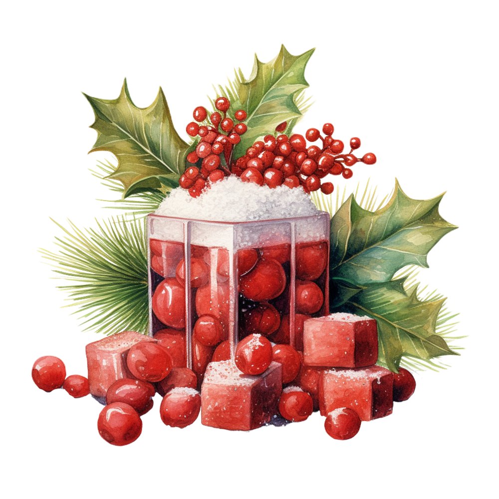 Christmas Desserts Fruits Fabric Panel