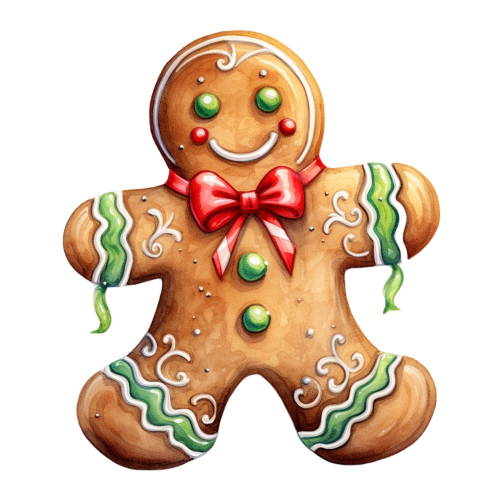 Christmas Desserts Gingerbread Man #1 Fabric Panel