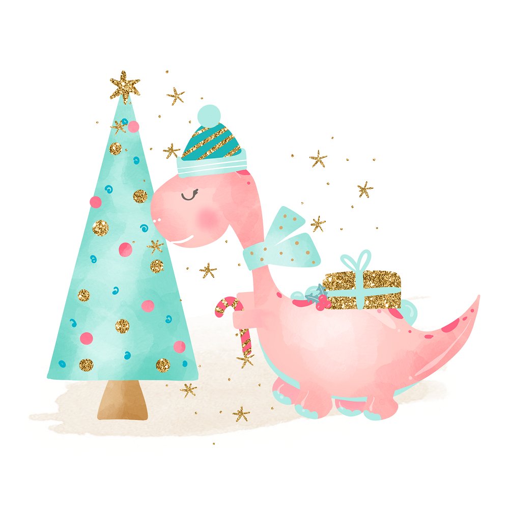 Christmas Dino Arrangement #1 Fabric Panel