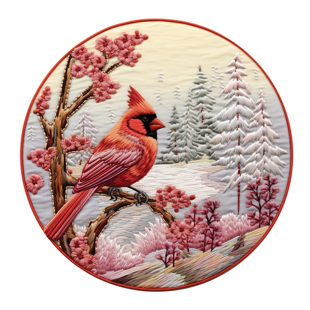 Christmas Ornaments Cardinal #5 Fabric Panel