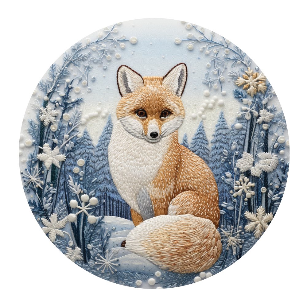 Christmas Ornaments Fox #1 Fabric Panel