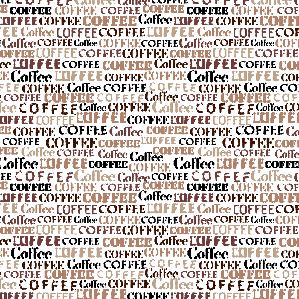 Coffee Font Fabric - White