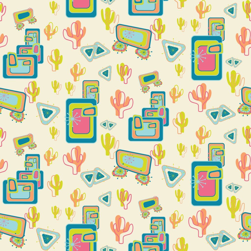 Connected Rectangles With Cactus Fabric - Yellow