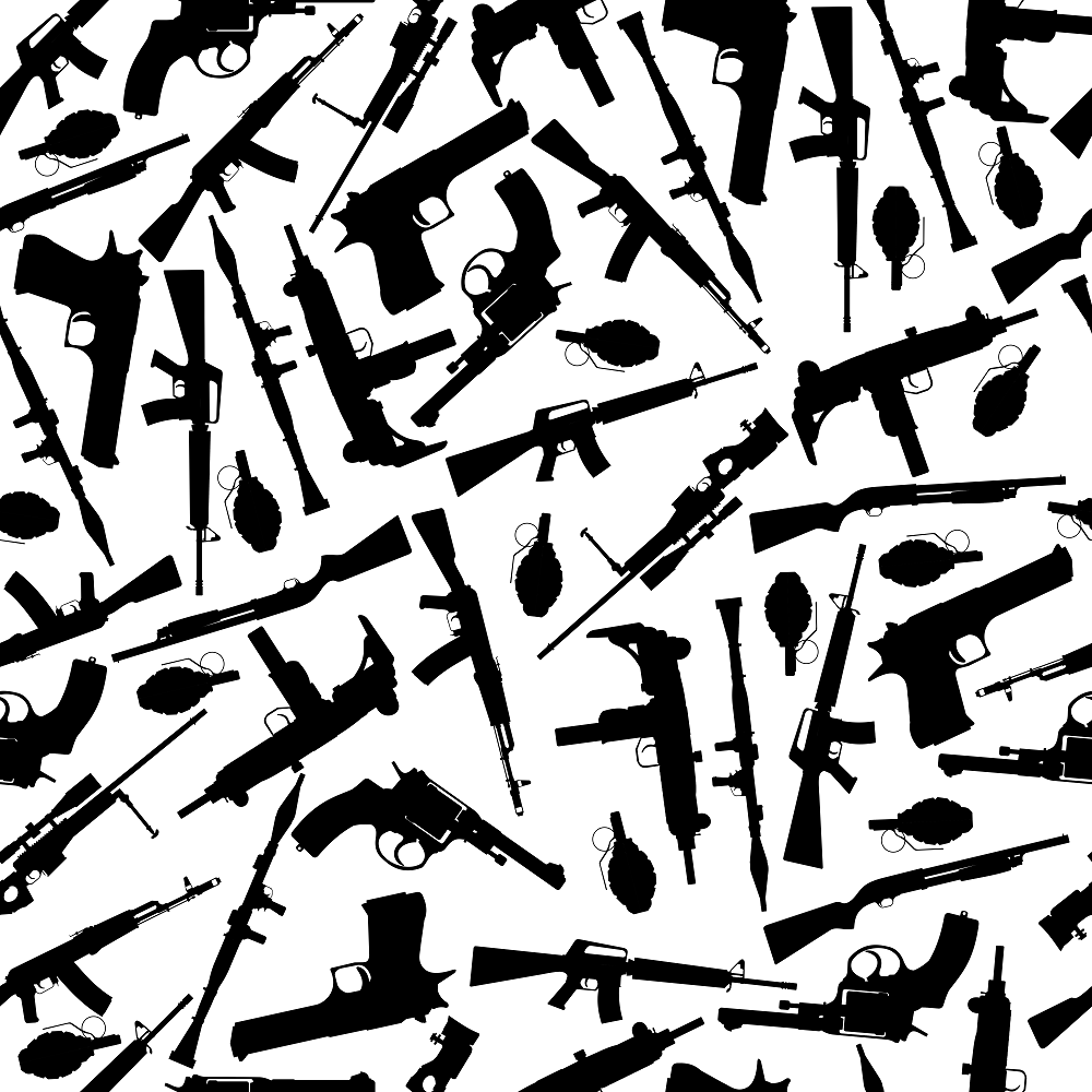 Various Weapons Silhouette Fabric