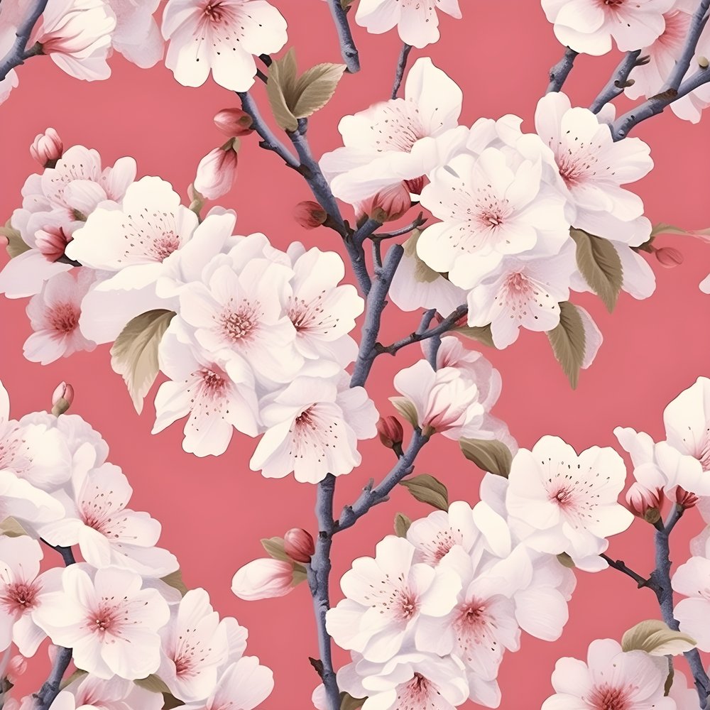 Vintage Cherry Blossom Pattern #5 Fabric