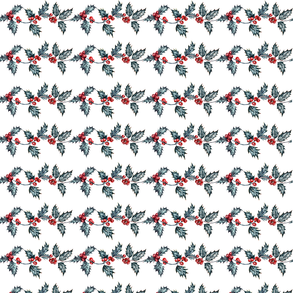 Vintage Christmas Holly Berry Border Fabric
