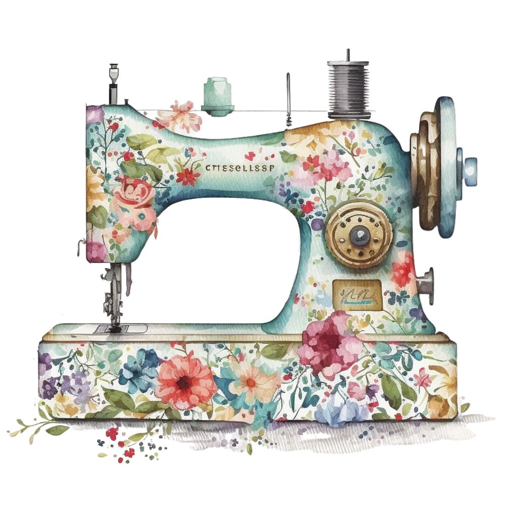 Vintage & Floral Sewing Machine #1 Fabric Panel