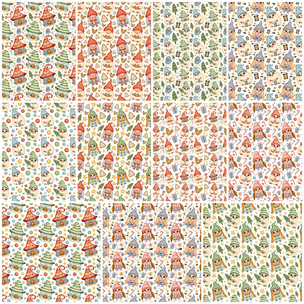 Cartoon Christmas Gnomes Fat Quarter Bundle - 11 Pieces