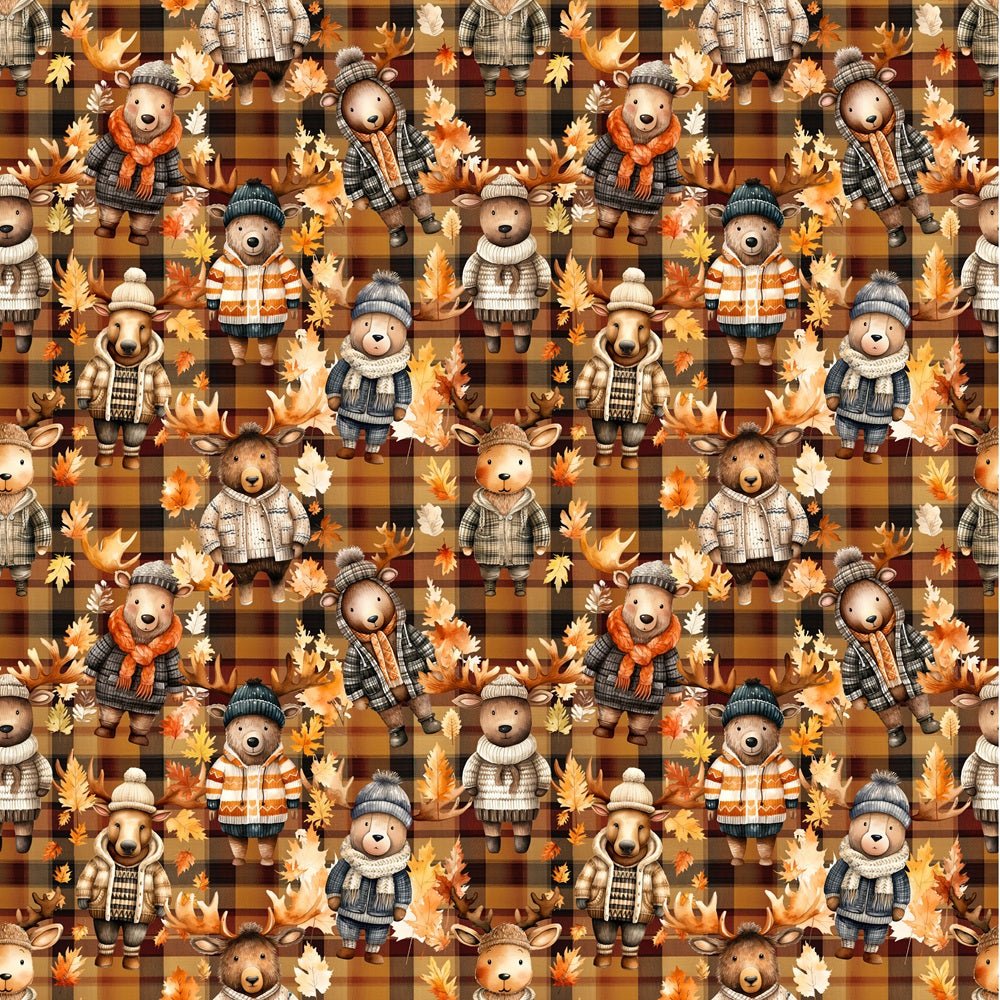 Cartoon Deer In Fall Fabric