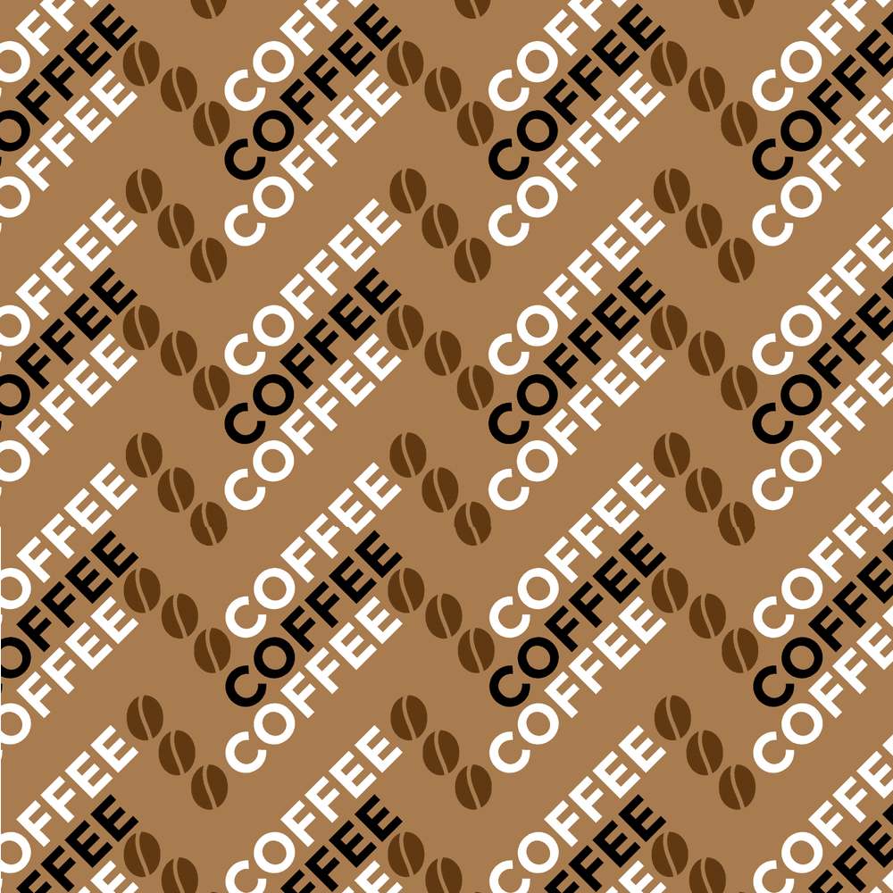 Chevron Coffee And Coffee Bean Fabric - Brown