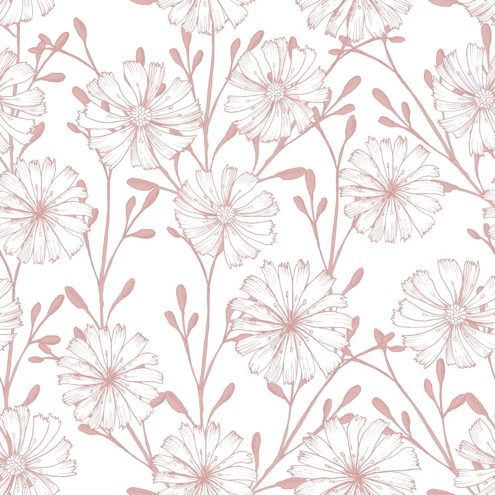 Chicory Floral Fabric - Rose Gold