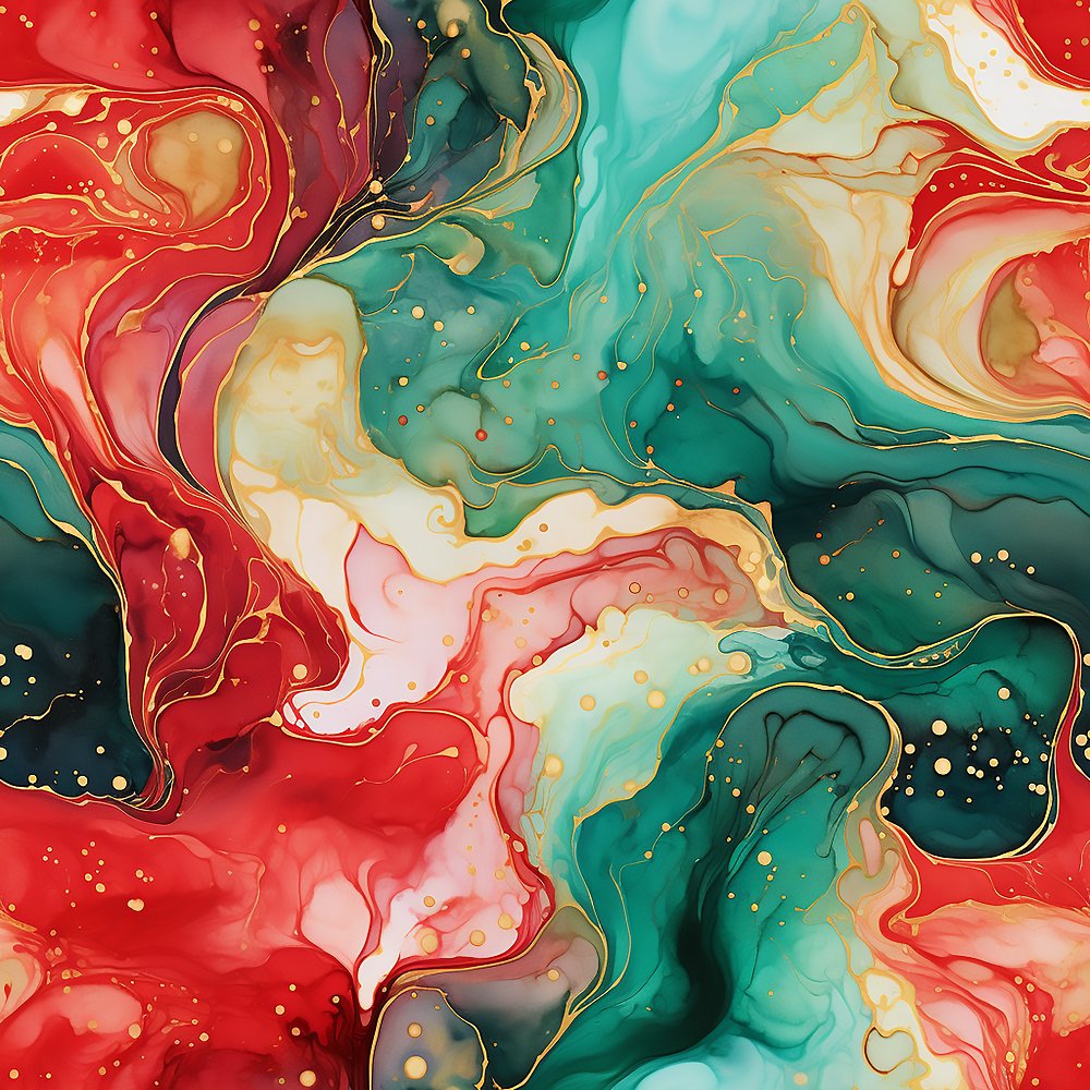 Christmas Abstract Marble Pattern #14 Fabric