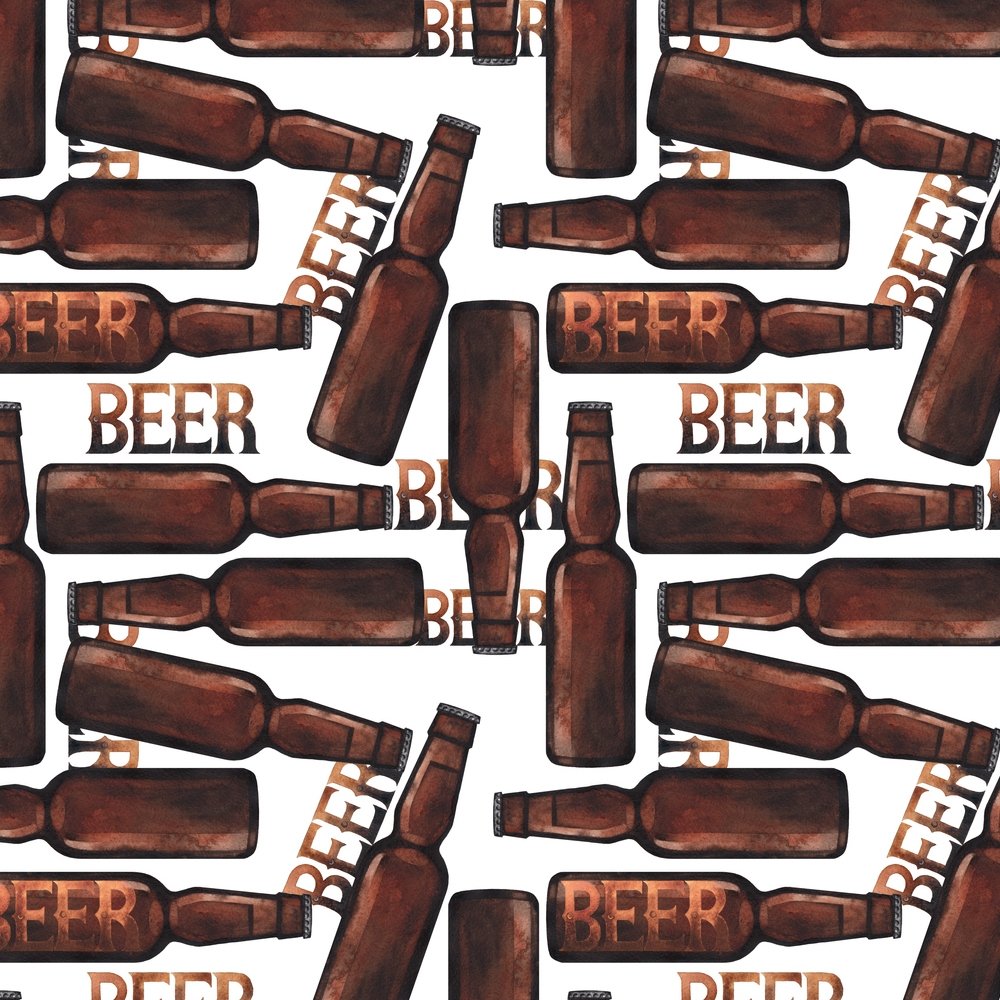 Vintage Beer Bottle Fabric - Brown