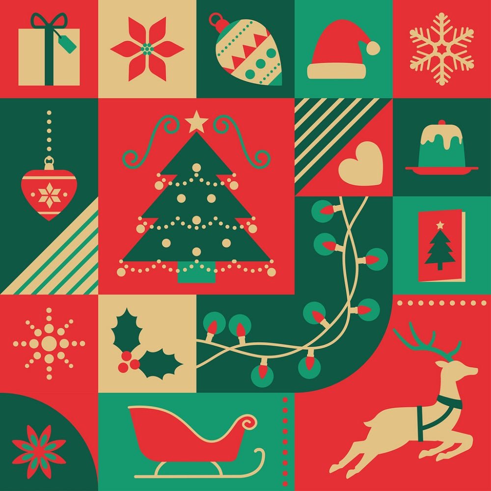 Vintage Christmas Elements Fabric